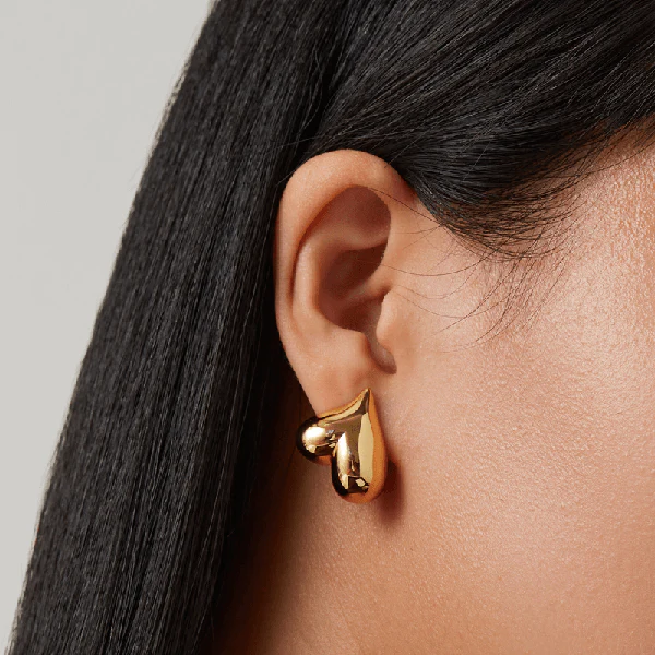 Art Heart Button Earrings Gold - Image 2