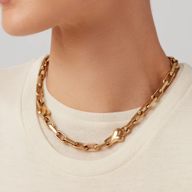 Art Heart Chain Necklace Gold - Image 3