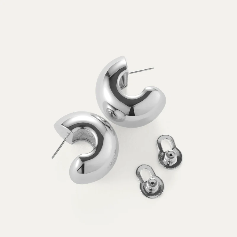 Gemma Hoops Earrings- Silver - Image 3