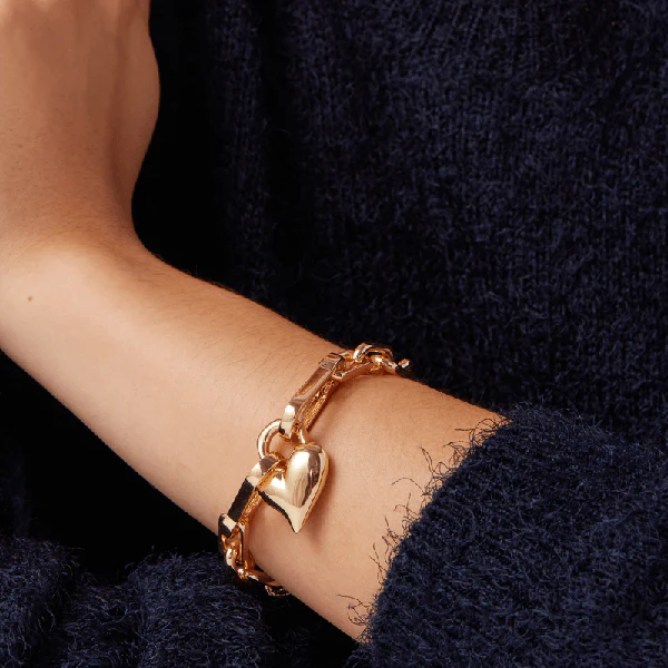 Padlock Heart Chain Bracelet Gold - Image 4