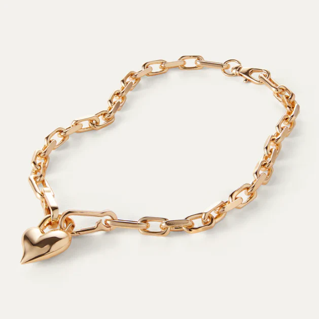 Padlock Heart Pendant Necklace Gold - Image 2