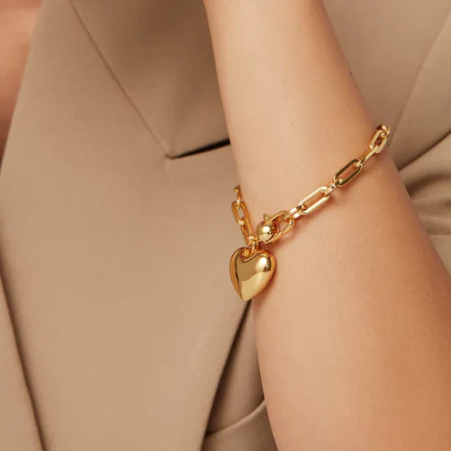 Puffy Heart Bracelet Gold - Image 3